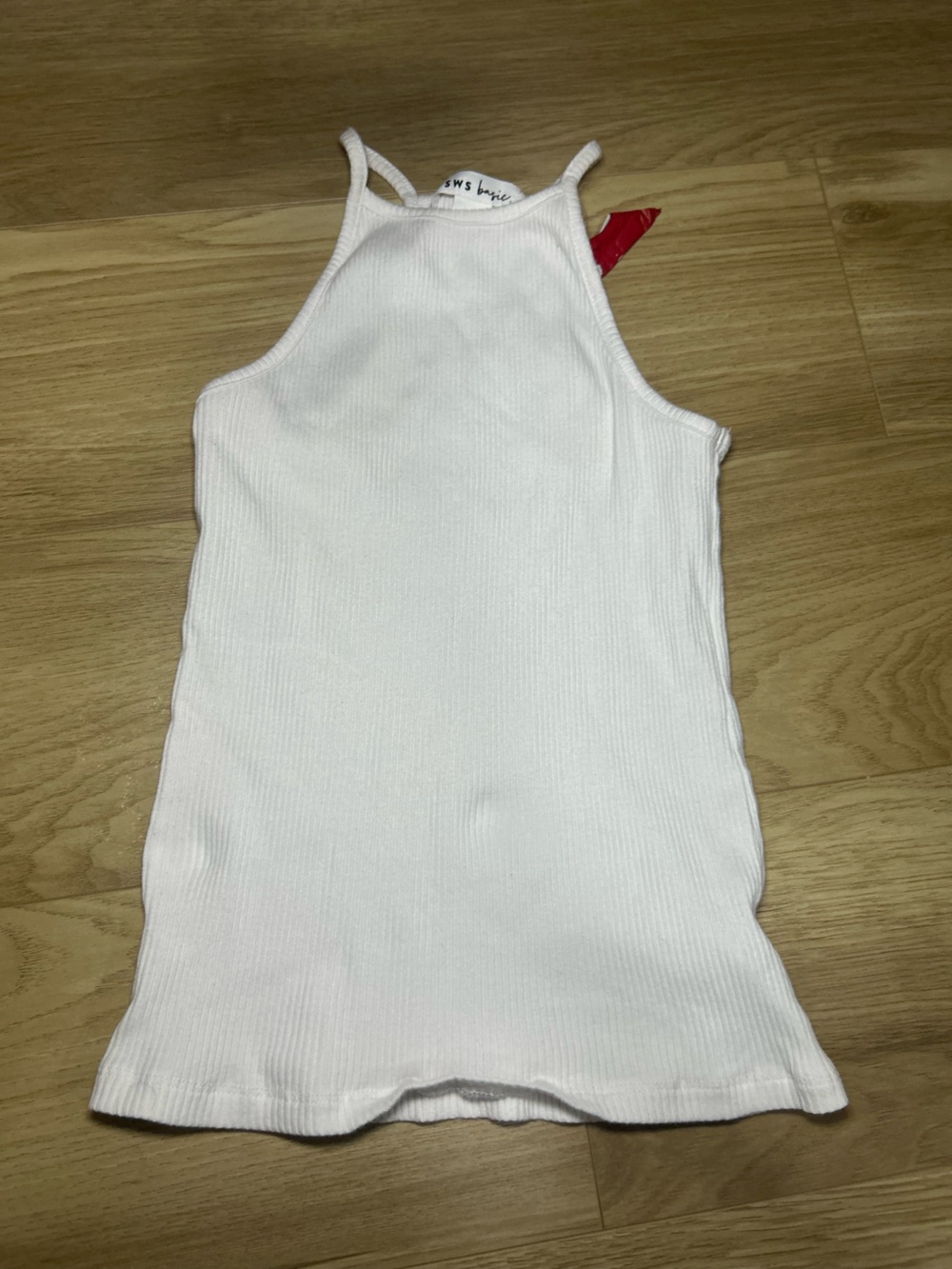 Women’s White Ribbed High-Neck Tank Top - Picture 2 of 5